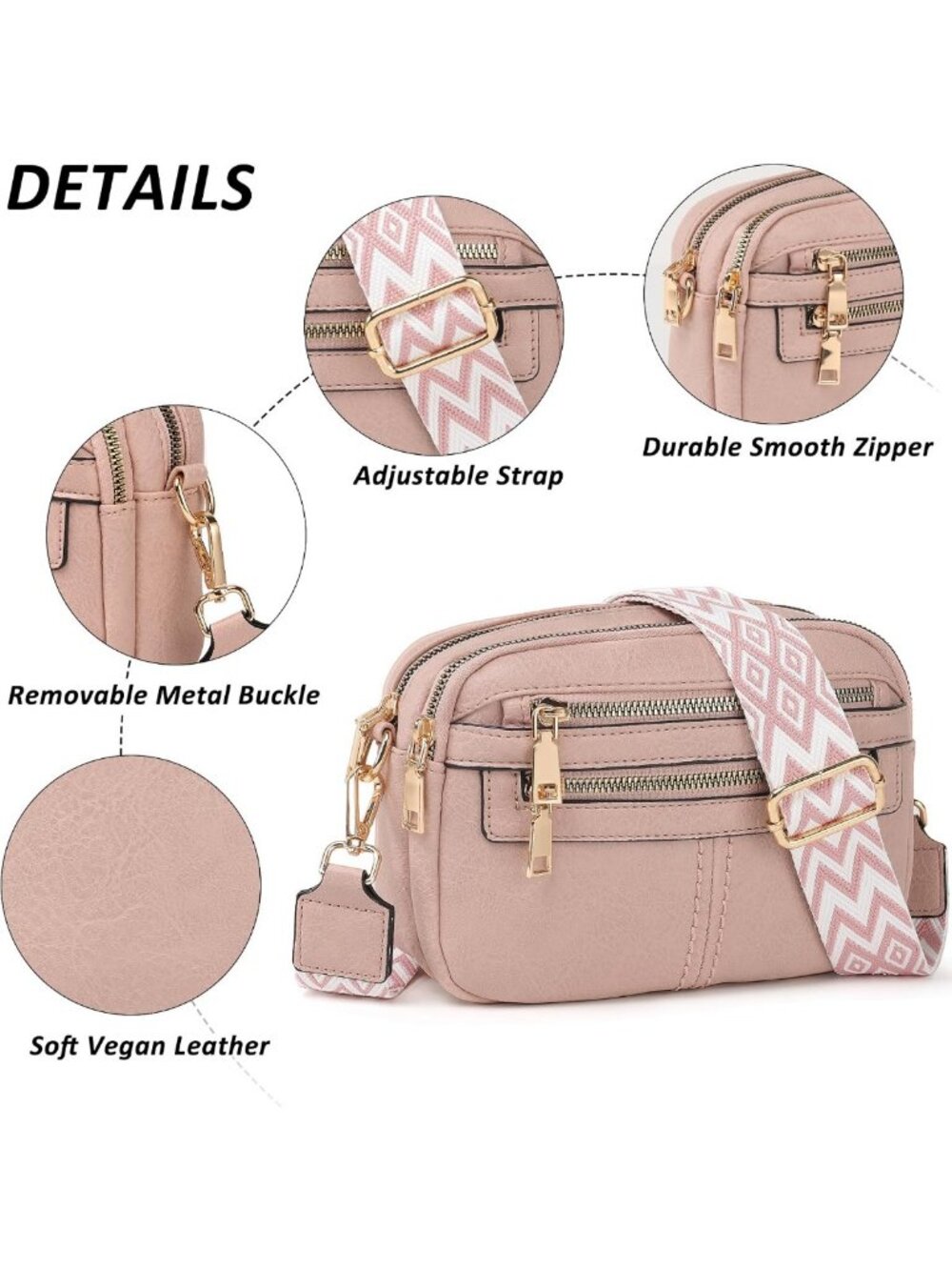 Stylish Vegan Leather Crossbody Bag for Women - 6-Pocket Travel Purse & Gift - Picture 5 of 7